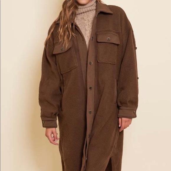 🆕Longline button down fleece coat - Picture 5 of 10